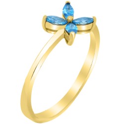 Χρυσό δαχτυλίδι λουλούδι Κ14 με ζιργκόν